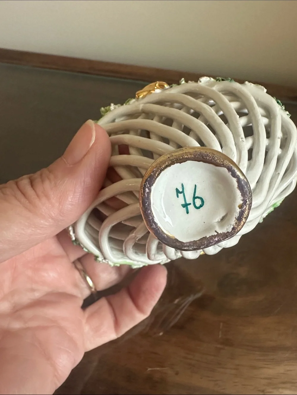 Vintage Italian Capodimonte Style Woven Porcelain Basket